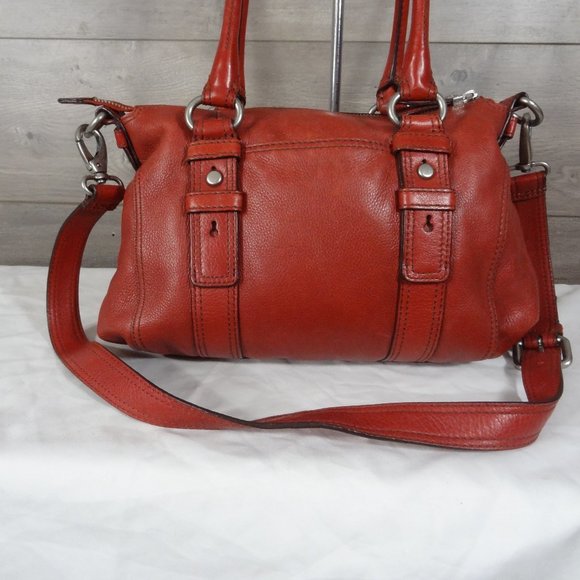 Fossil Maddox Red Leather Satchel Shoulder Bag - Picture 4 of 8
